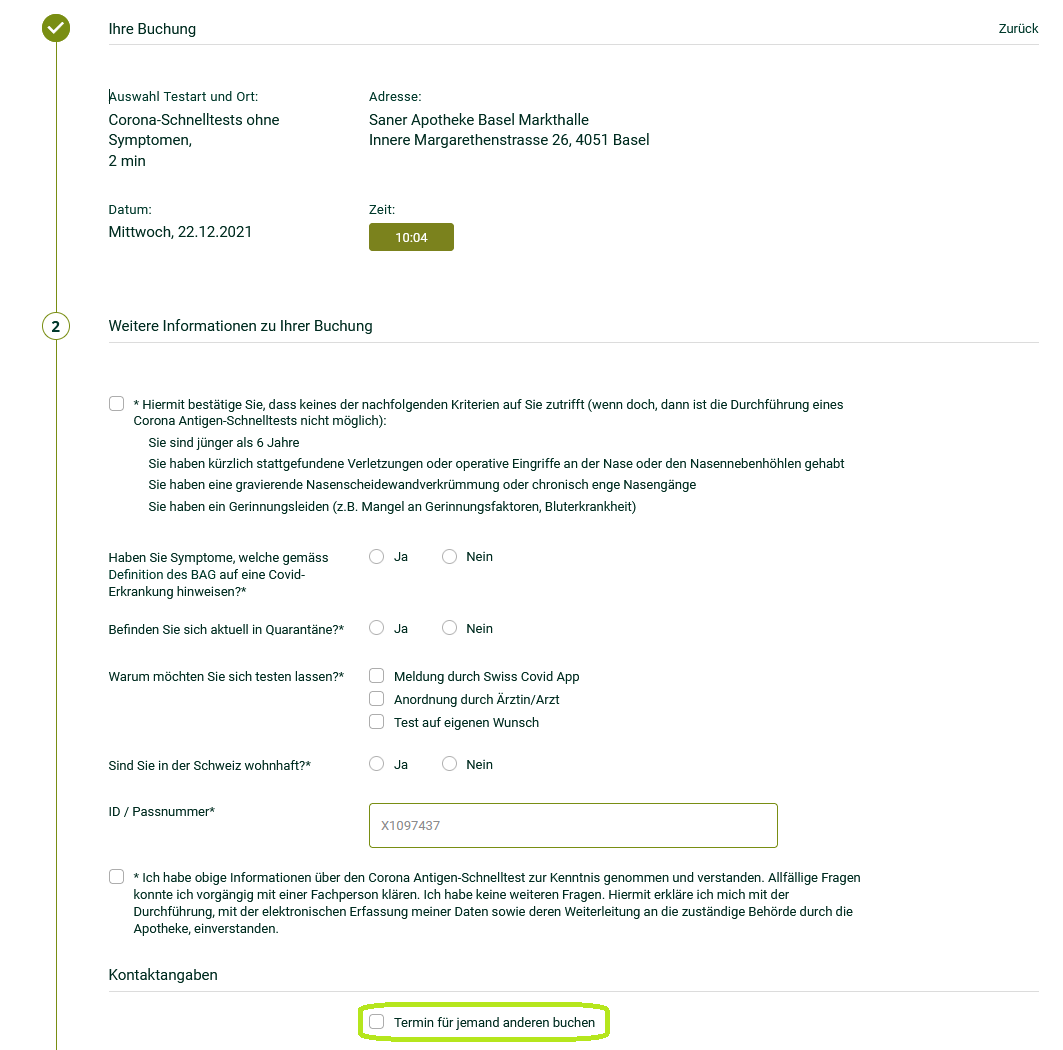 Online Terminbuchung Schritt 3