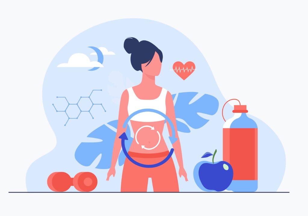 Verdauungsprozess einer Frau als Illustration